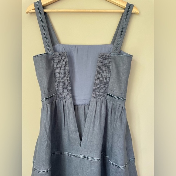 NEW Reformation Everett Linen Midi Dress Cornflower Blue | US 2 UK 6 - Picture 10 of 14